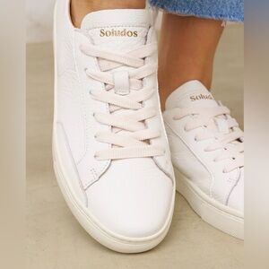 NIB Soludos The Ibiza Classic White Leather Sneaker Size 9 EU 39.5 Fits like 8.5